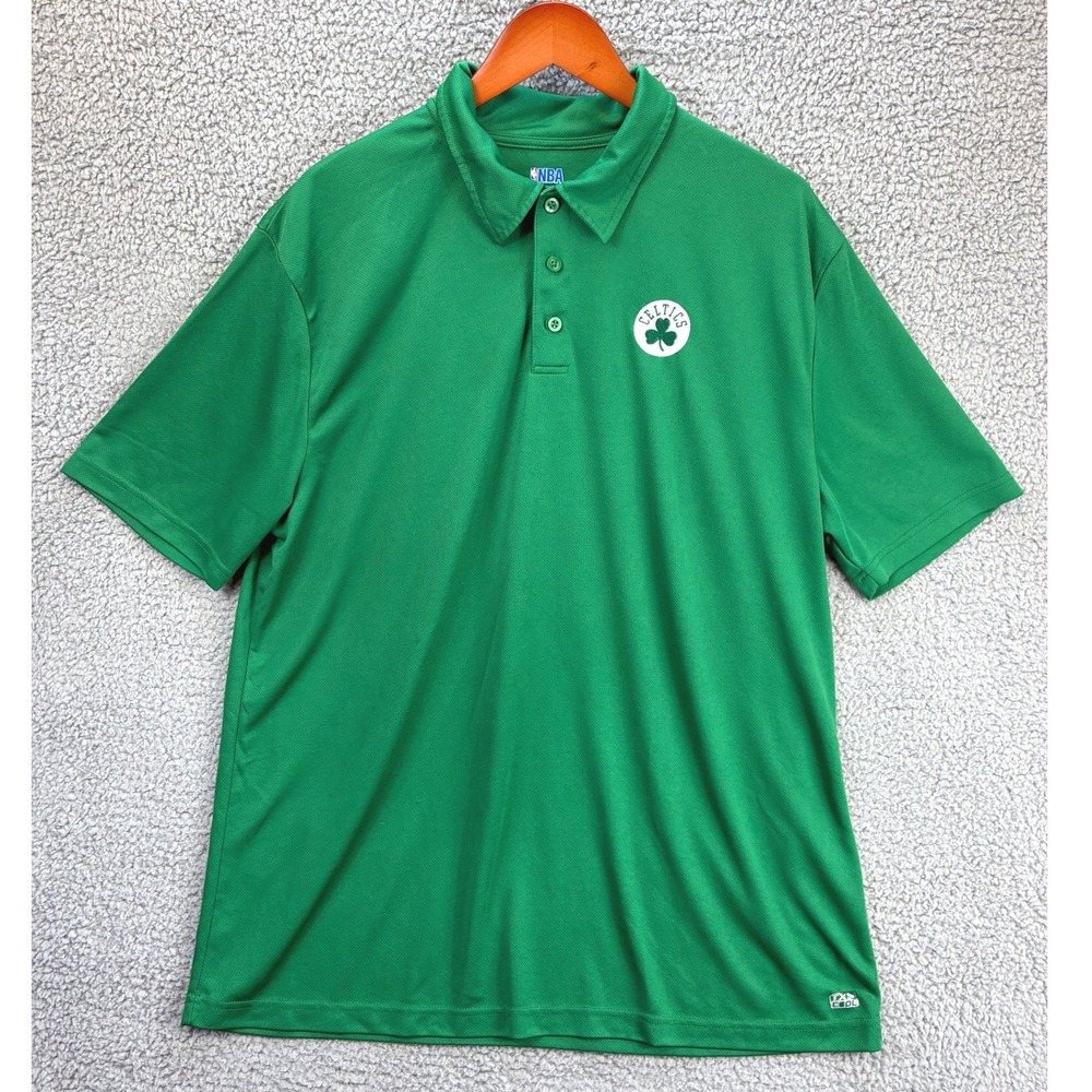NBA Boston Celtics Polo Shirt TX3 Cool Mens 2XL Green Short Sleeve Golf Fan Gear